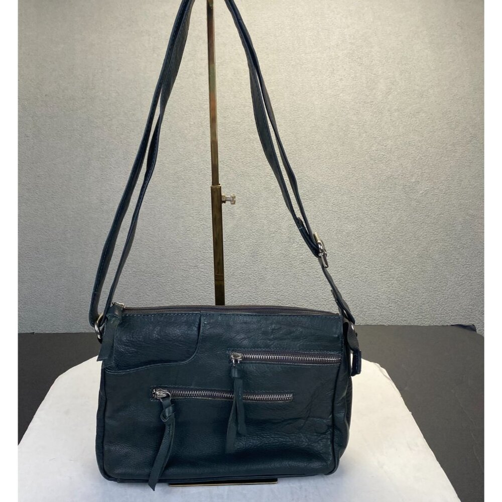 Great American 100% LeatherExterior  Black Crossbody Purse Shoulder Bag